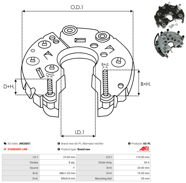 Rectifier, alternator - ARC0051 AS-PL
