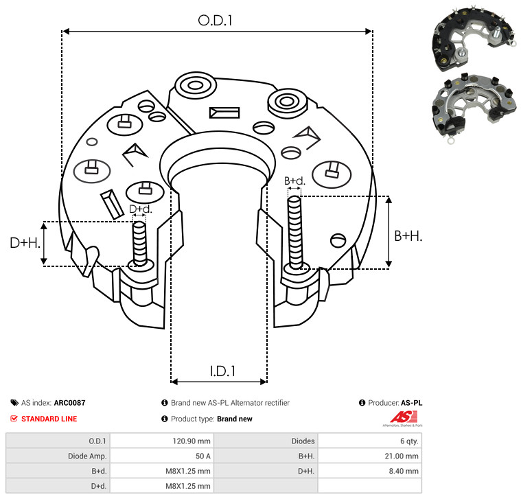Rectifier, alternator - ARC0087 AS-PL