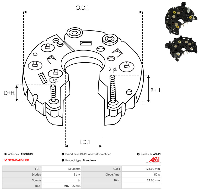 Rectifier, alternator - ARC0103 AS-PL