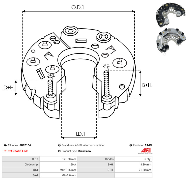 Rectifier, alternator - ARC0104 AS-PL