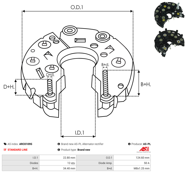 Rectifier, alternator - ARC0109S AS-PL