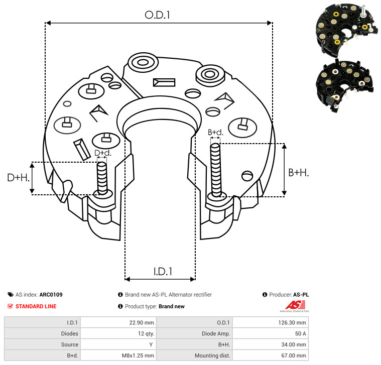 Rectifier, alternator - ARC0109 AS-PL