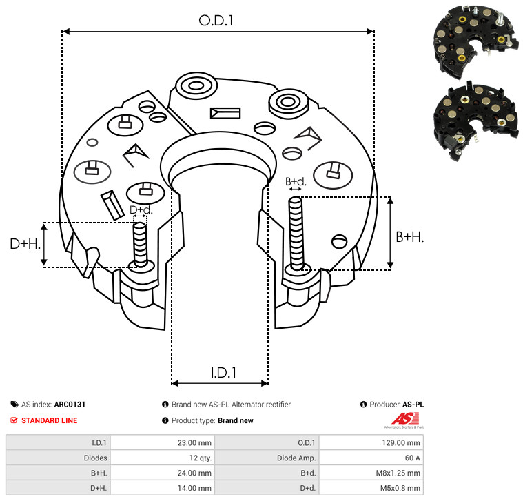Rectifier, alternator - ARC0131 AS-PL