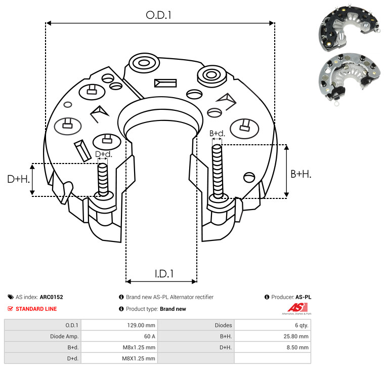 Rectifier, alternator - ARC0152 AS-PL
