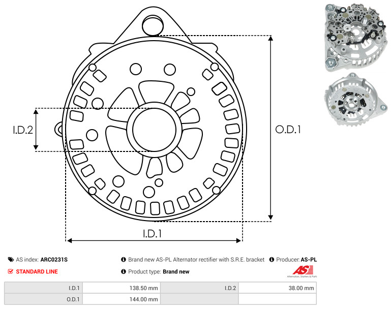 Protective Cap, alternator - ARC0231S AS-PL