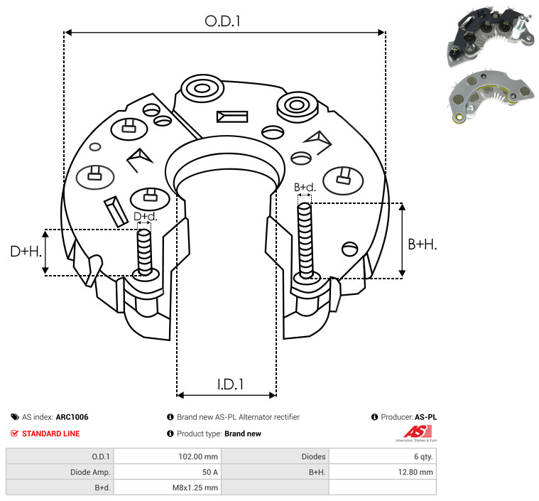 Rectifier, alternator - ARC1006 AS-PL