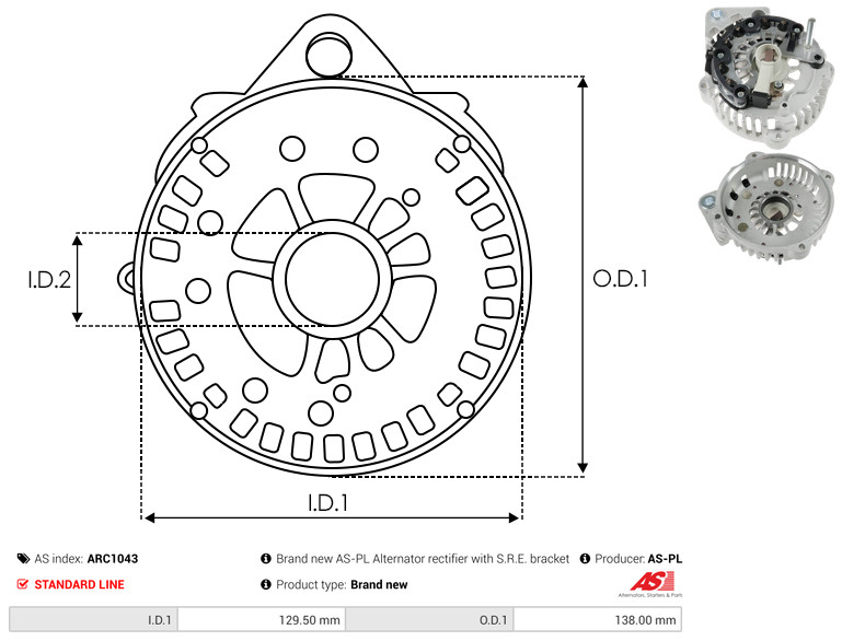 Protective Cap, alternator - ARC1043 AS-PL