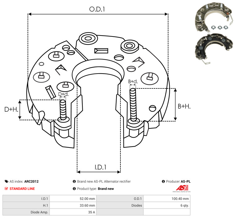 Rectifier, alternator - ARC2012 AS-PL