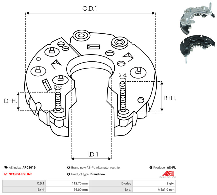 Rectifier, alternator - ARC2019 AS-PL