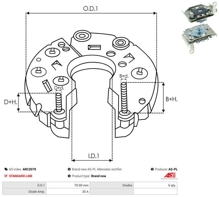 Rectifier, alternator - ARC2079 AS-PL