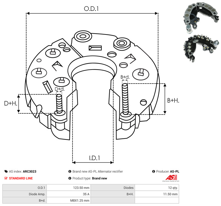 Rectifier, alternator - ARC3023 AS-PL