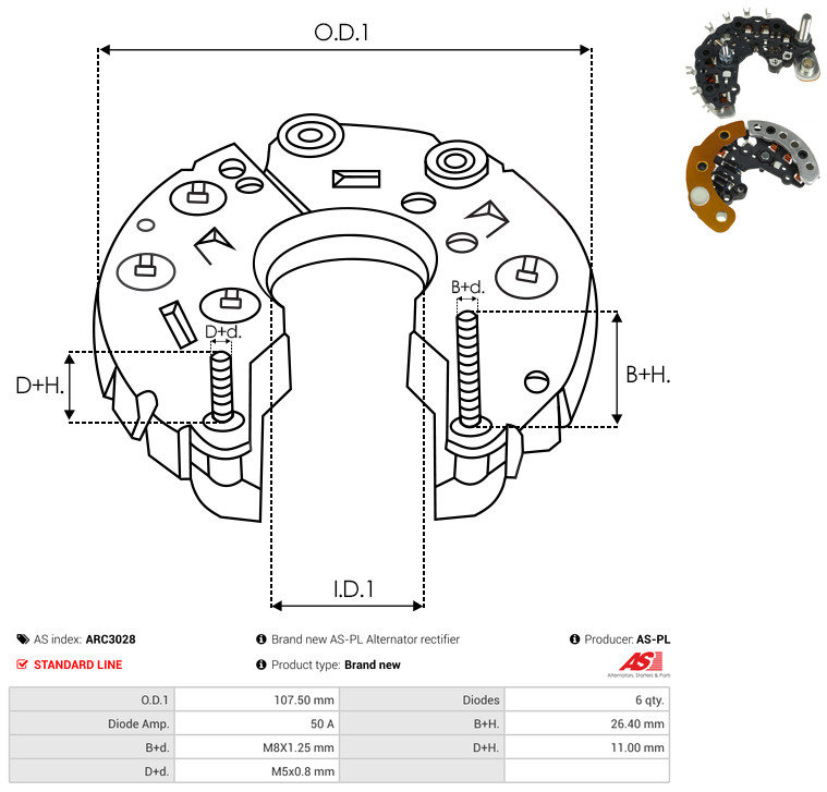 Rectifier, alternator - ARC3028 AS-PL
