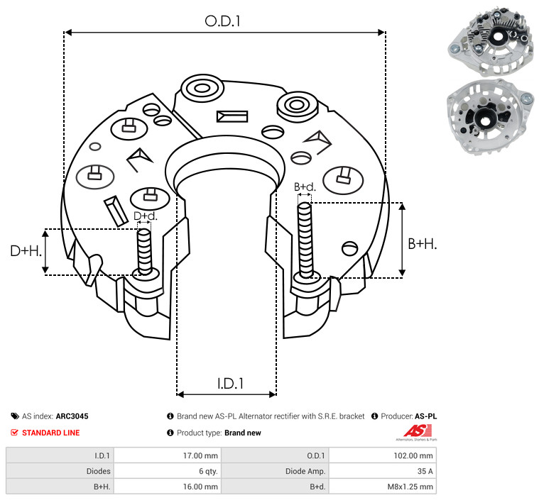 Protective Cap, alternator - ARC3045 AS-PL