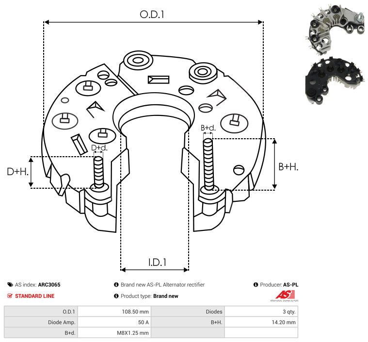 Rectifier, alternator - ARC3065 AS-PL