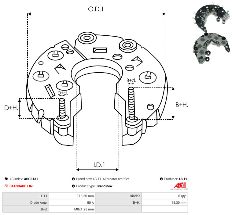 Rectifier, alternator - ARC3131 AS-PL