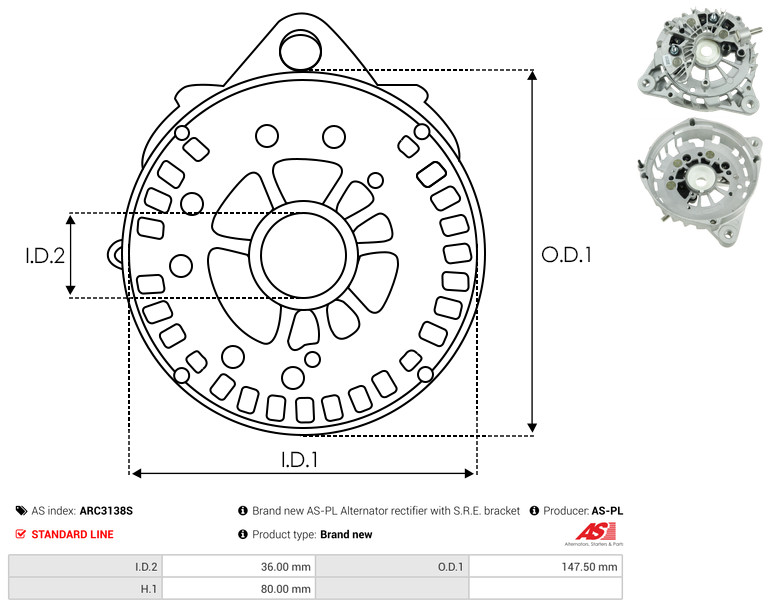 Protective Cap, alternator - ARC3138S AS-PL