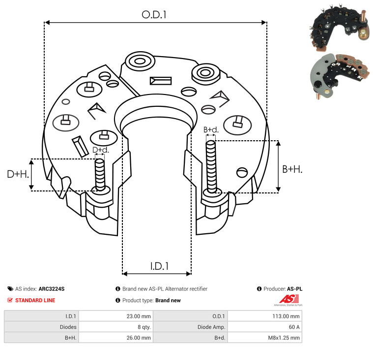 Rectifier, alternator - ARC3224S AS-PL