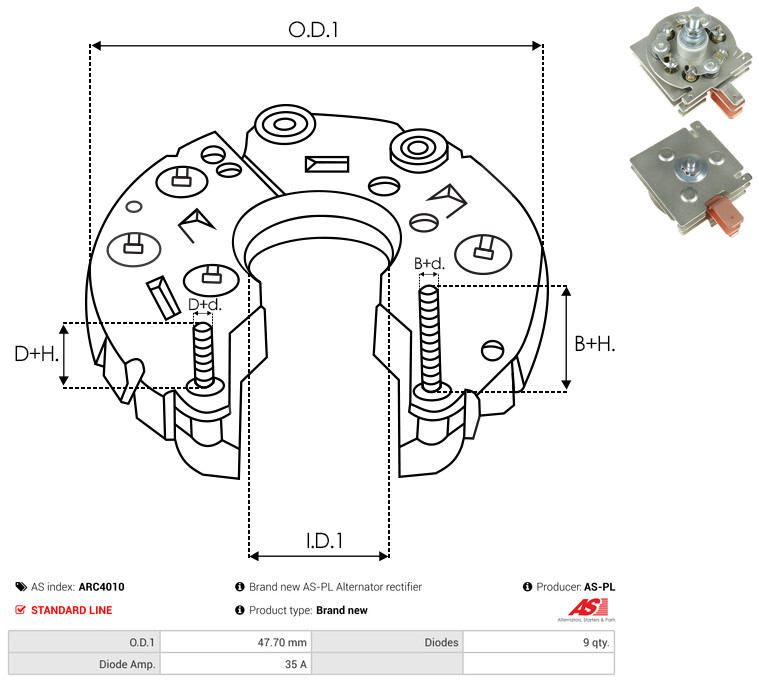 Rectifier, alternator - ARC4010 AS-PL