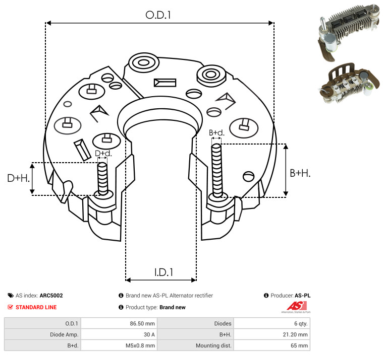 Rectifier, alternator - ARC5002 AS-PL