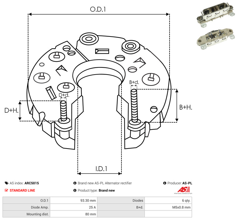 Rectifier, alternator - ARC5015 AS-PL