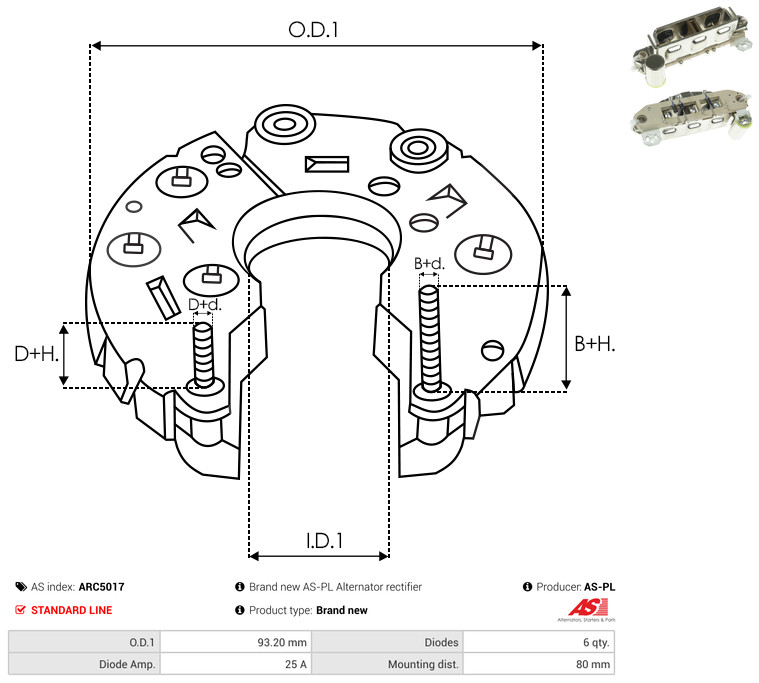 Rectifier, alternator - ARC5017 AS-PL