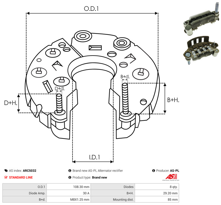 Rectifier, alternator - ARC5032 AS-PL