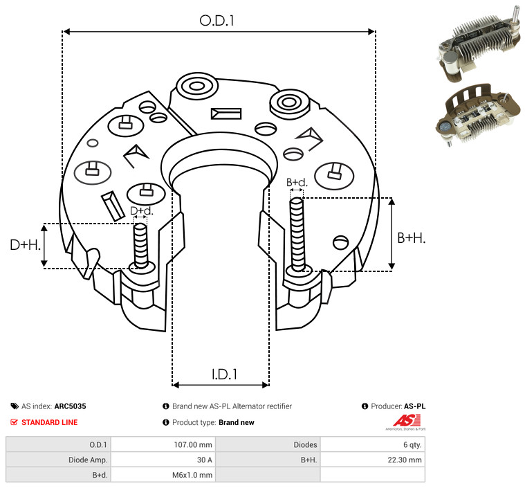Rectifier, alternator - ARC5035 AS-PL