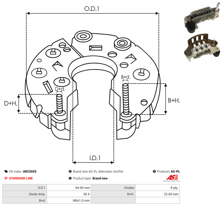 Rectifier, alternator - ARC5055 AS-PL
