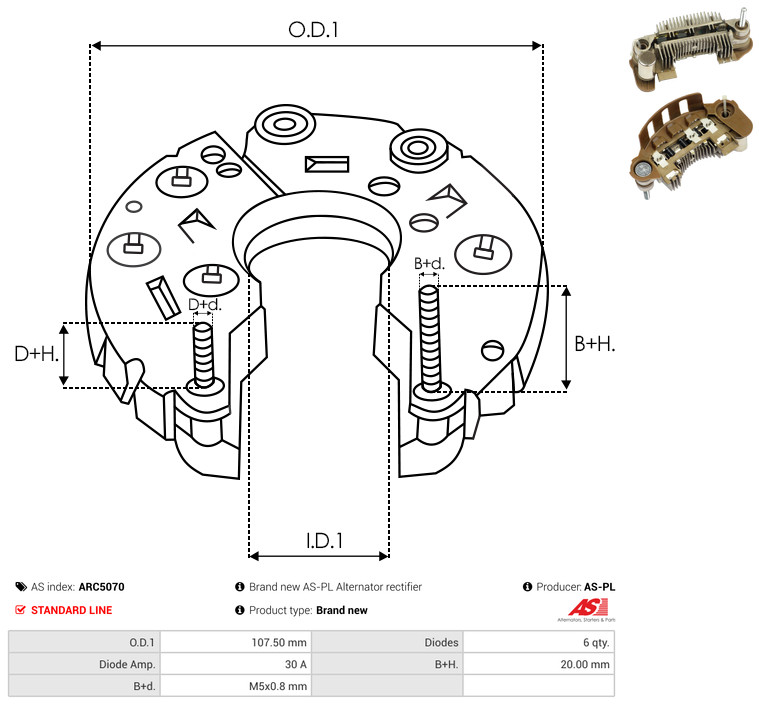 Rectifier, alternator - ARC5070 AS-PL