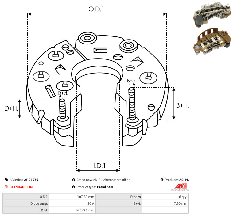 Rectifier, alternator - ARC5076 AS-PL