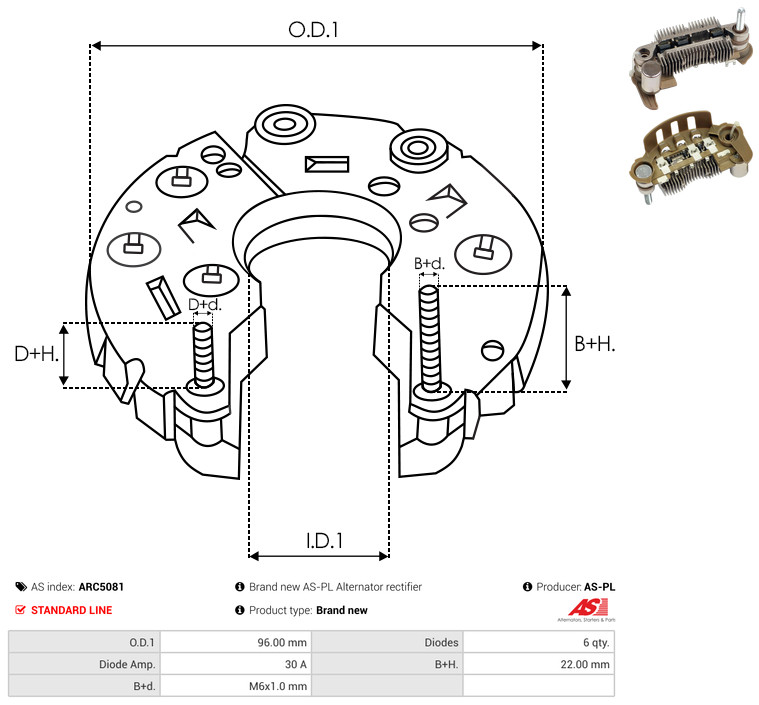 Rectifier, alternator - ARC5081 AS-PL