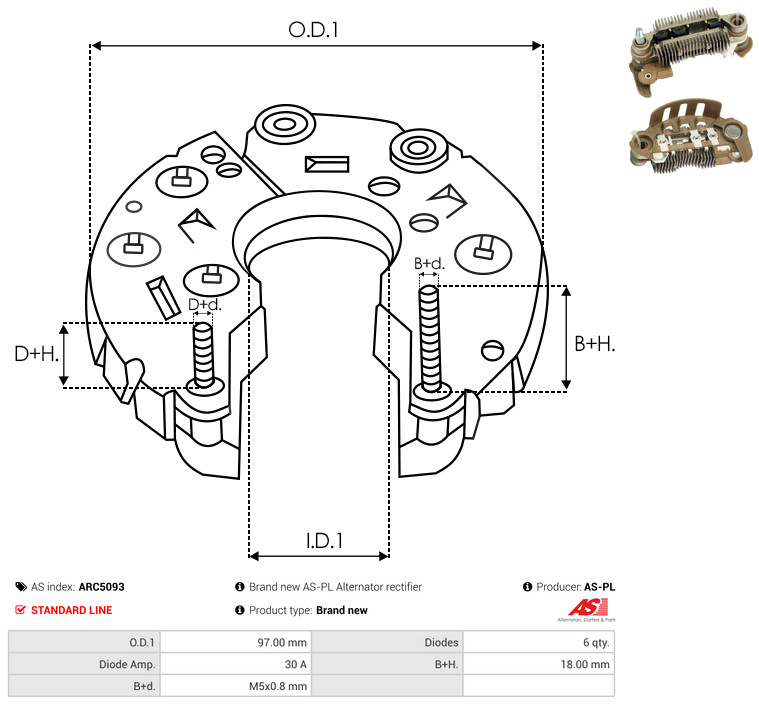 Rectifier, alternator - ARC5093 AS-PL