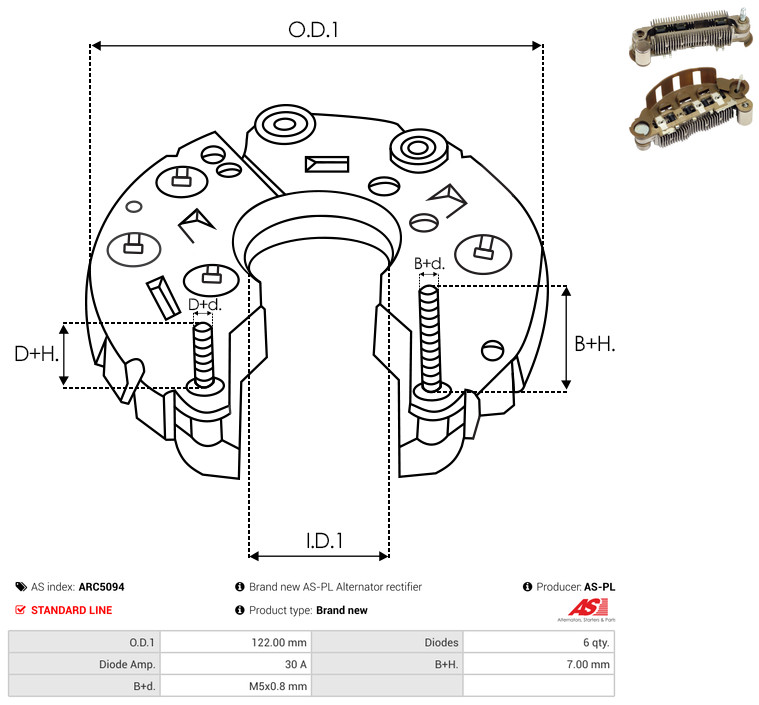 Rectifier, alternator - ARC5094 AS-PL