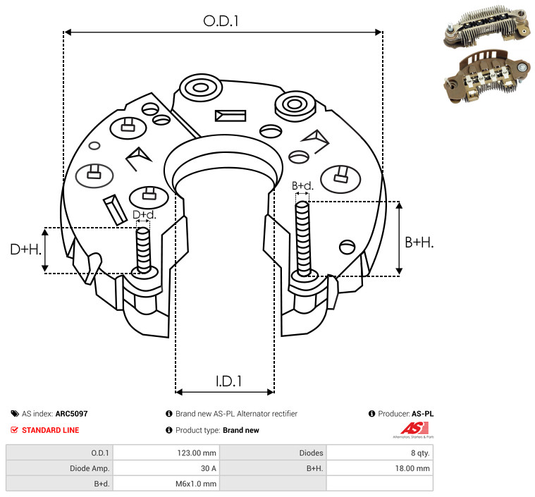 Rectifier, alternator - ARC5097 AS-PL