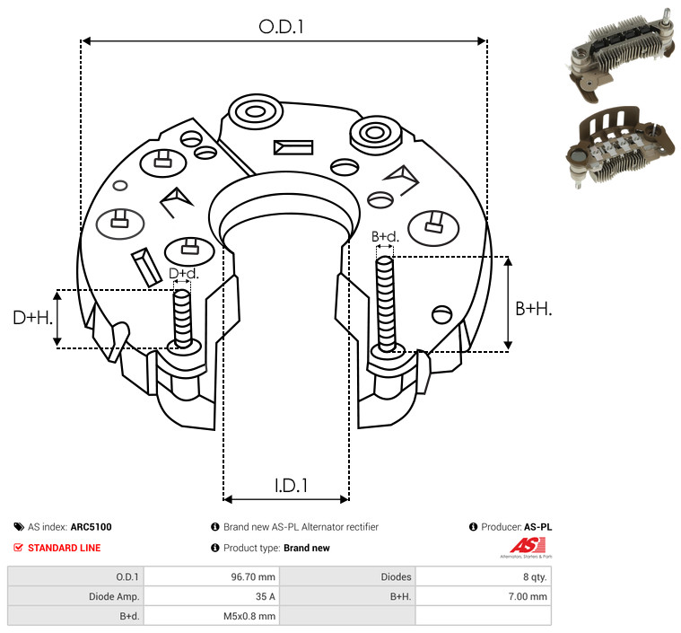 Rectifier, alternator - ARC5100 AS-PL