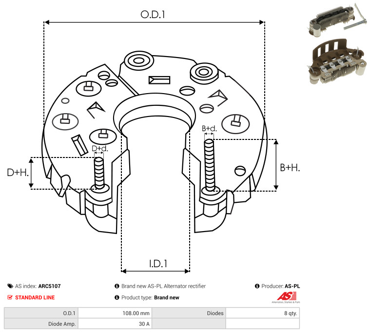 Rectifier, alternator - ARC5107 AS-PL