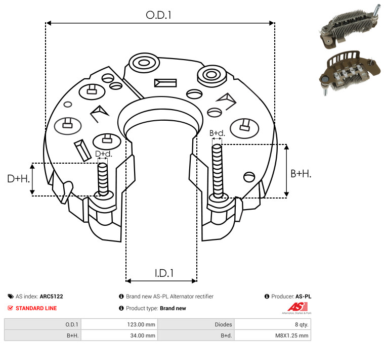 Rectifier, alternator - ARC5122 AS-PL