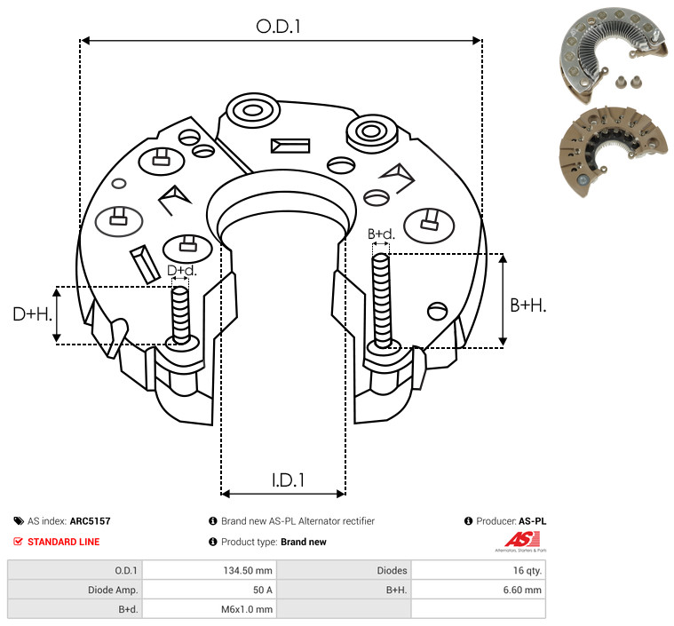 Rectifier, alternator - ARC5157 AS-PL