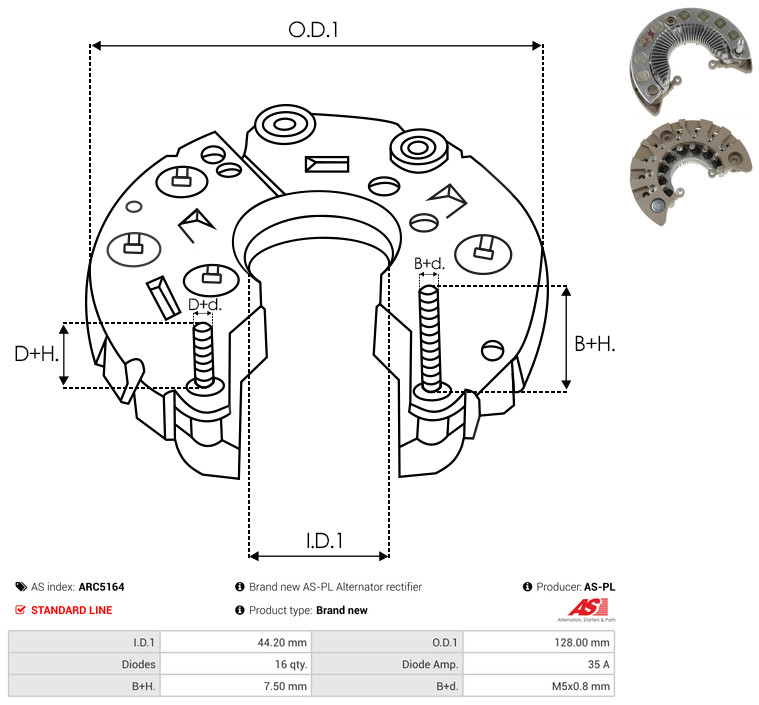 Rectifier, alternator - ARC5164 AS-PL