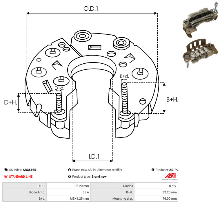 Rectifier, alternator - ARC5165 AS-PL