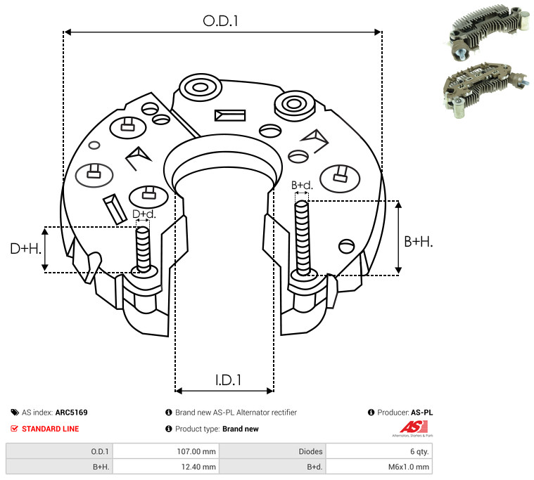 Rectifier, alternator - ARC5169 AS-PL