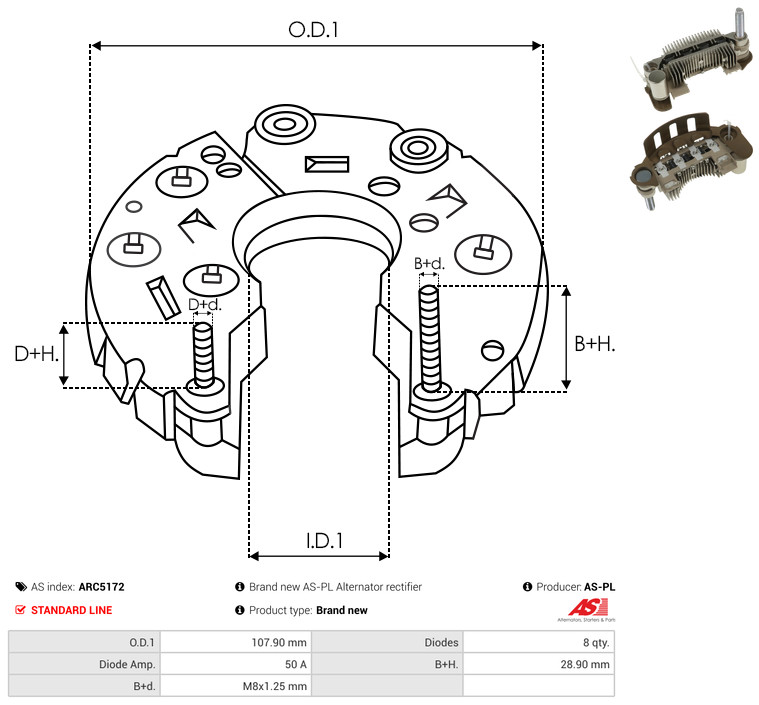 Rectifier, alternator - ARC5172 AS-PL
