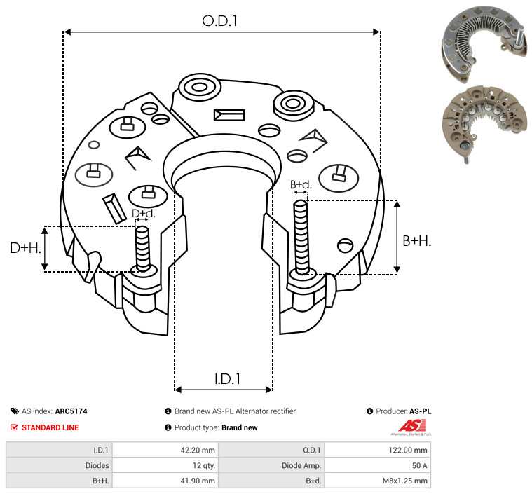 Rectifier, alternator - ARC5174 AS-PL