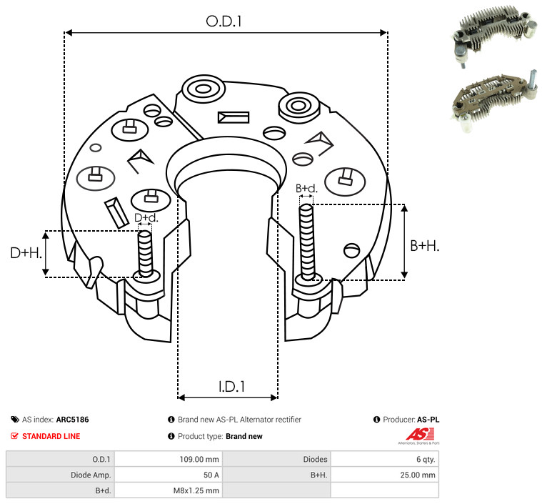 Rectifier, alternator - ARC5186 AS-PL