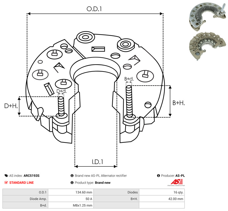 Rectifier, alternator - ARC5193S AS-PL