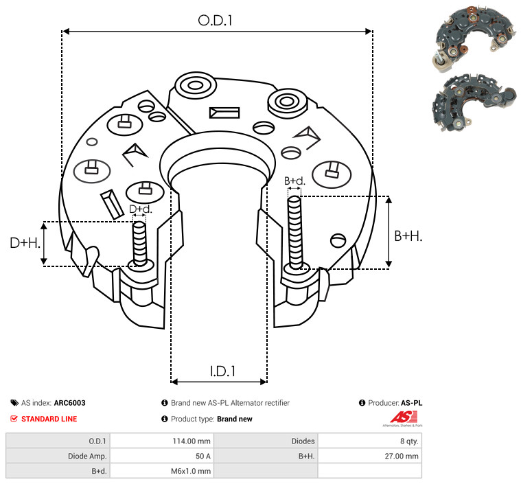 Rectifier, alternator - ARC6003 AS-PL