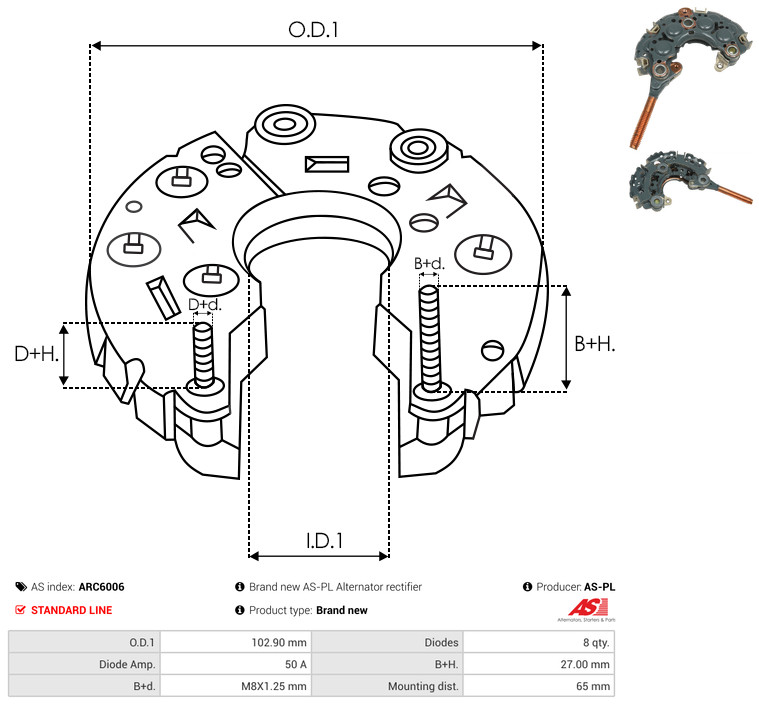 Rectifier, alternator - ARC6006 AS-PL