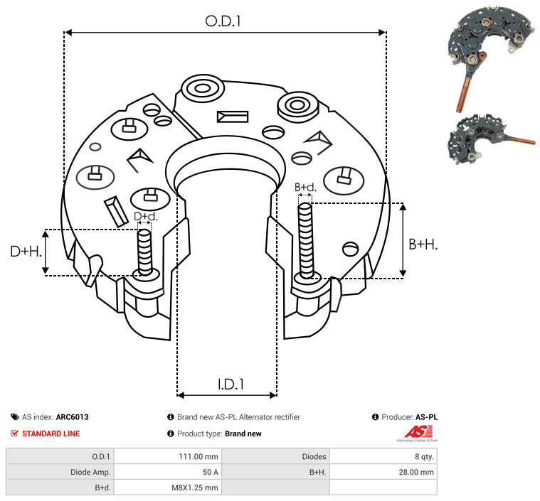 Rectifier, alternator - ARC6013 AS-PL