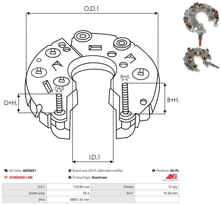 Rectifier, alternator - ARC6021 AS-PL