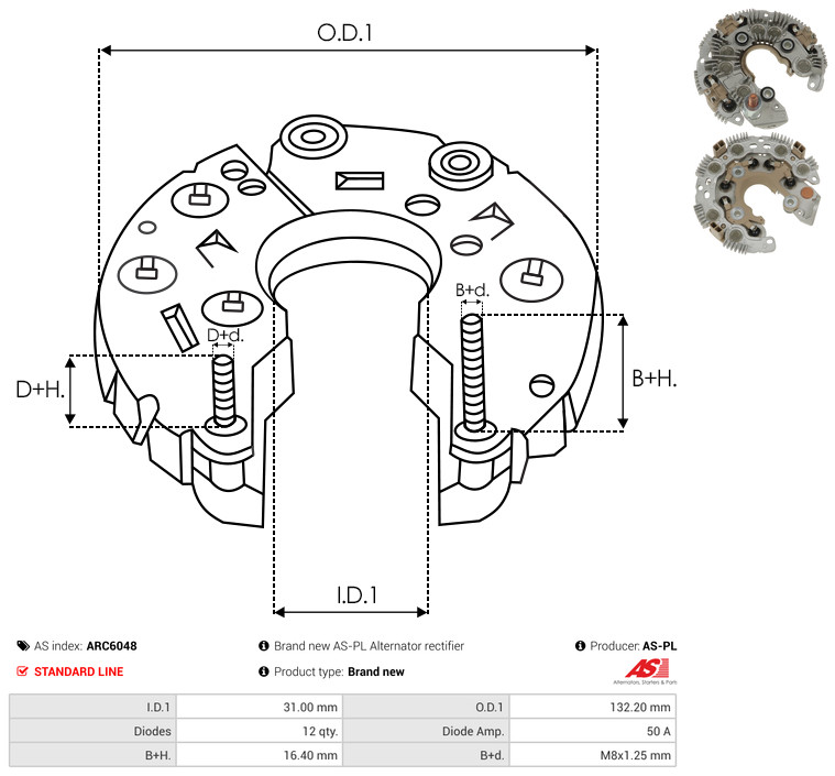 Rectifier, alternator - ARC6048 AS-PL